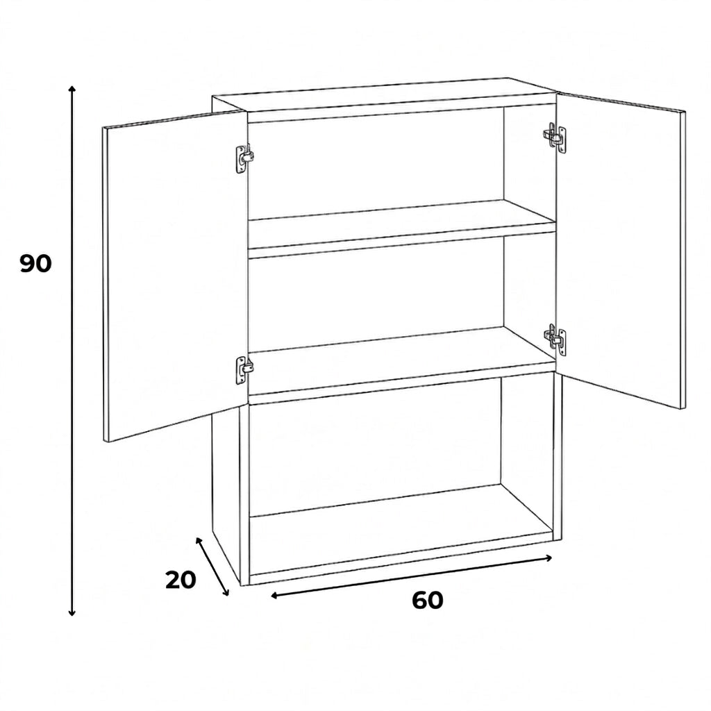 Badezimmer Hängeschrank 60 cm mit geriffelte Front Willy für Geberit - Eiche Cremona