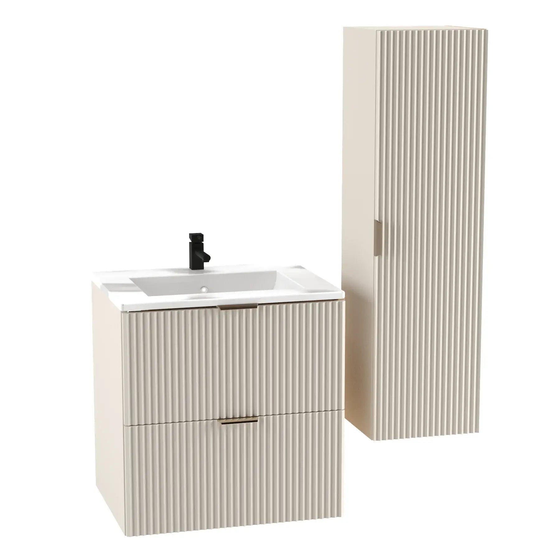 Waschtischunterschrank 60 cm mit Waschbecken Willy - Kaschmir