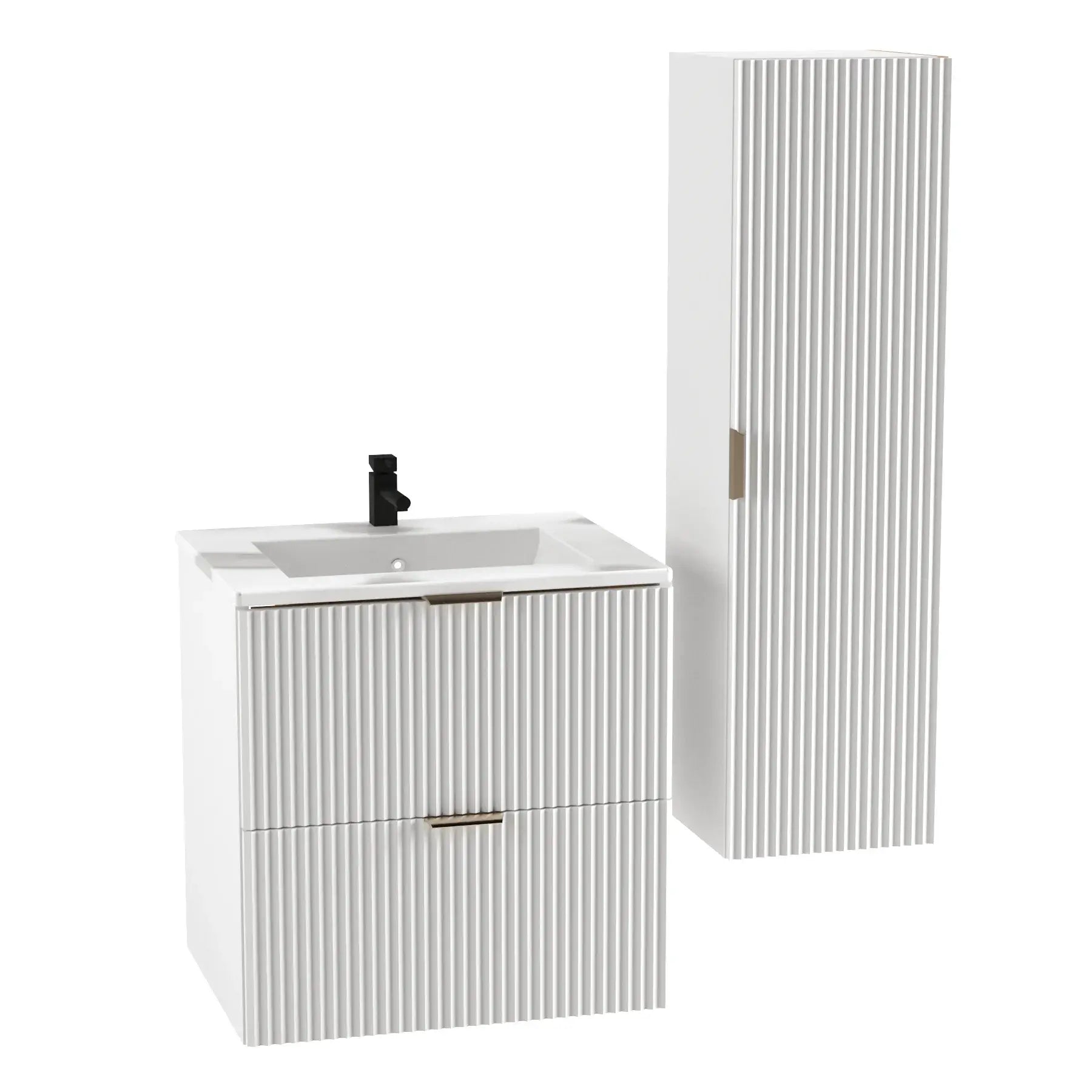 Waschtischunterschrank 60 cm mit Waschbecken Willy - Weiß