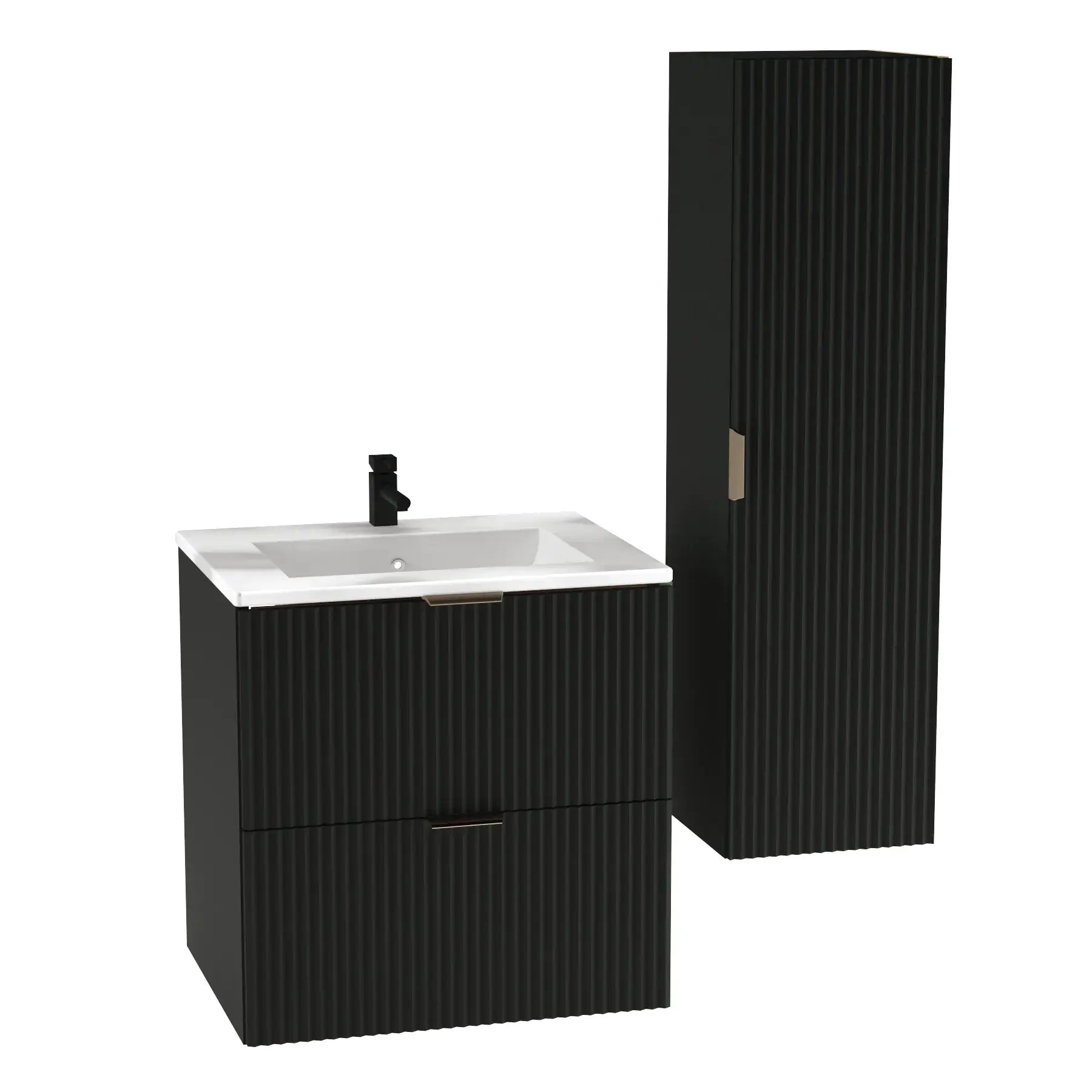 Waschtischunterschrank 60 cm mit Waschbecken Willy - Schwarz