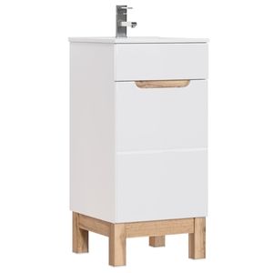 Waschbeckenunterschrank Schmal Weiß mit Schublade 40 cm BALI