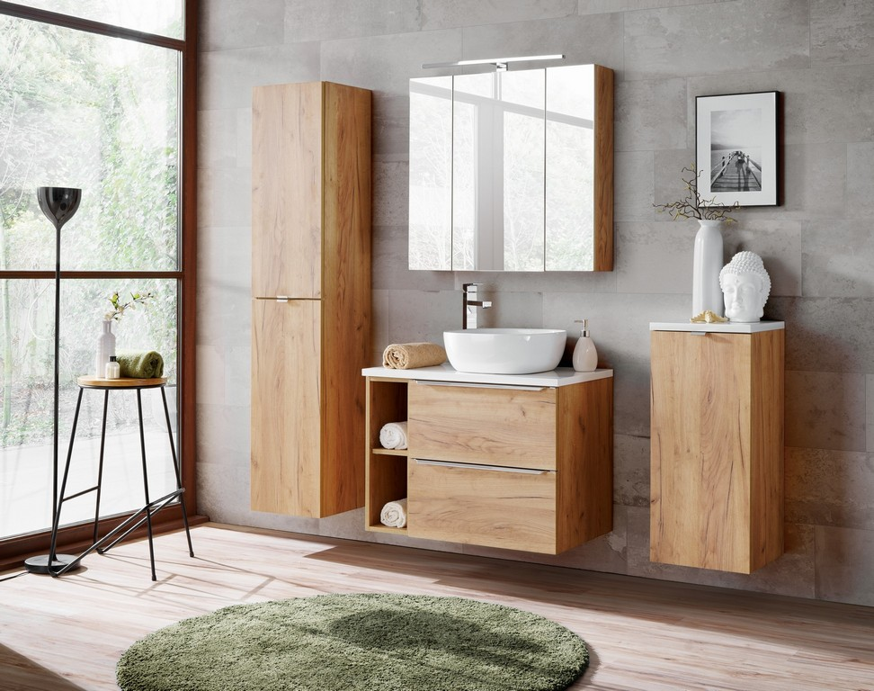 Badezimmer Spiegelschrank Holz 80 cm breite Capri OAK - Wena Moebel