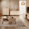 wohnzimmermöbel kollektion dast in beige, rtv schrank, kommode, sideboard und highboard, moderner stil