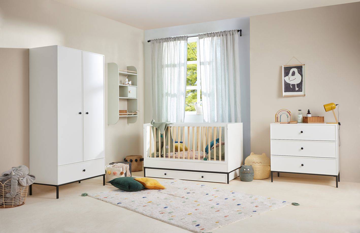 Moebel - Wena cm Kinderzimmer Lumi Kleiderschrank 90 breite Weiß