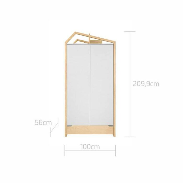 Kinderkleiderschrank mit Türen in Weiß, B/H/T 100/210/56 cm