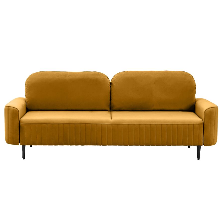 Sofa mit Schlaffunktion und Bettkasten Velours Gelb Vena