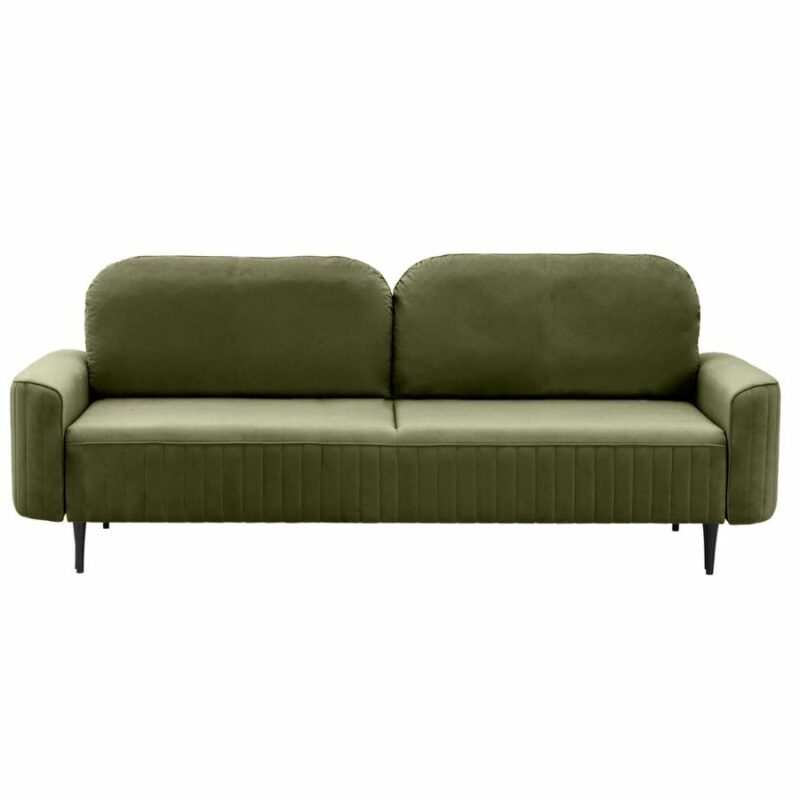Sofa mit Schlaffunktion und Bettkasten Velours Olive Vena