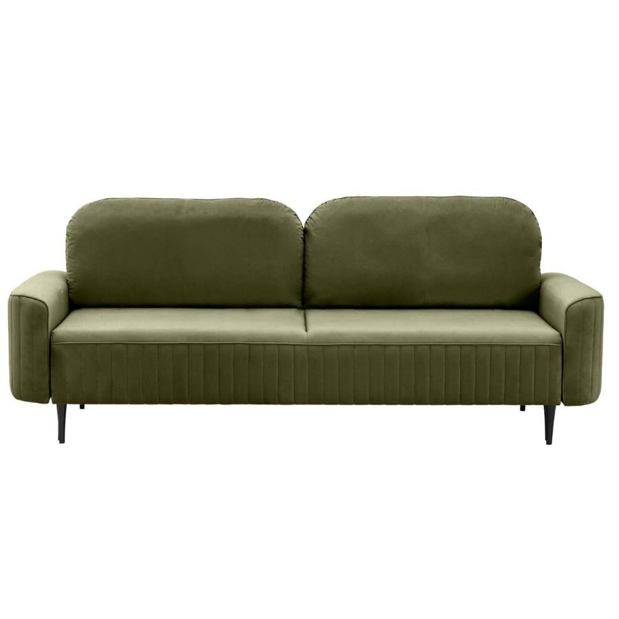 Sofa mit Schlaffunktion und Bettkasten Velours Olive Vena