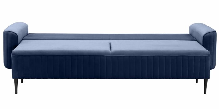 Sofa mit Schlaffunktion und Bettkasten Velours Marineblau Vena 2