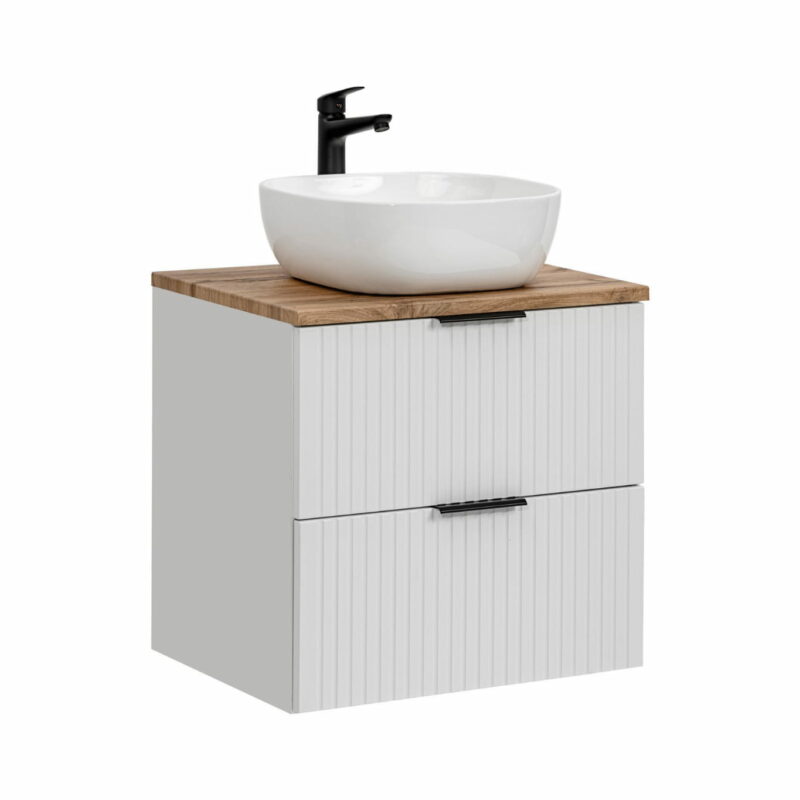Waschbeckenschrank mit Aufsatzwaschbecken Weiss 60 cm