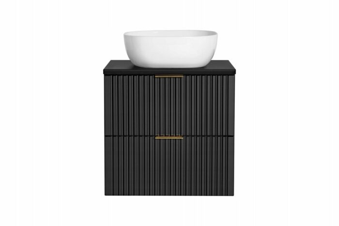 Waschbeckenschrank Schwarz mit Aufsatzwaschtisch 80 cm mit Waschbecken
