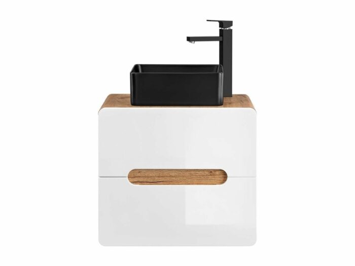Waschbeckenunterschrank in Weiss 60 cm breite mit Schwarzer Waschbecken