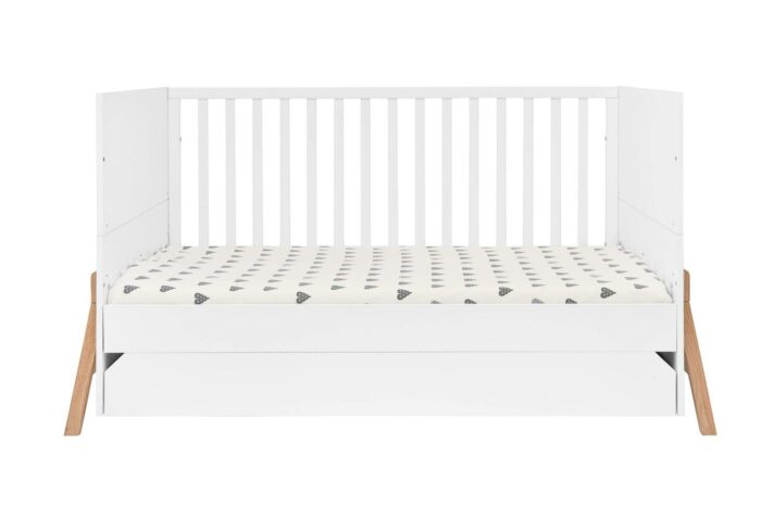 Babybett 70x140 in Weiß, mit Schublade, 75 cm breite