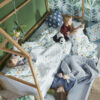 Kinderbett, Hausbett 90x200 mit Zusatzbett in Weiss