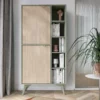 Bücherregal mit Türen, Eukalyptus/ Fischgräten-Scandi, goldene Griffe 80 cm Forest