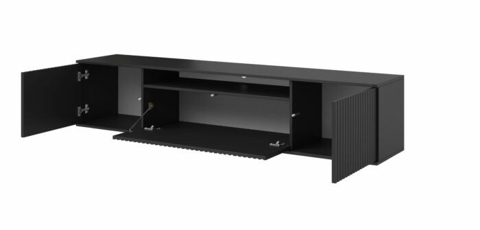 TV Schrank Schwarz 200 cm breite mit LED Ales