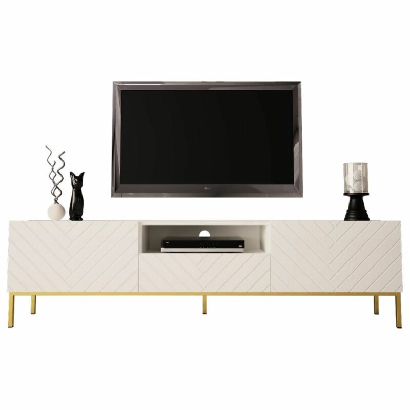 TV Schrank Weiß Hochglanz 190 cm breite mit golden beine