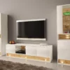 Stehender TV Schrank in Weißem Glanz mit LED-Beleuchtung Koner