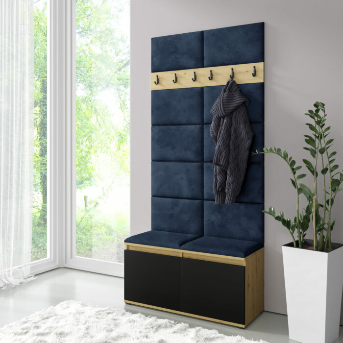 Garderobe Set mit gepolsterten Paneelen Marineblau Lemi