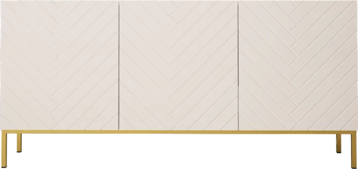 Kommode mit Türen Weiß Hochglanz 190 cm breite mit golden beine Gala