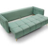 3-Sitzer-Sofa mit Federkernmatratze und Stauraum, Mint, pflegeleichtem Velvet, Loki