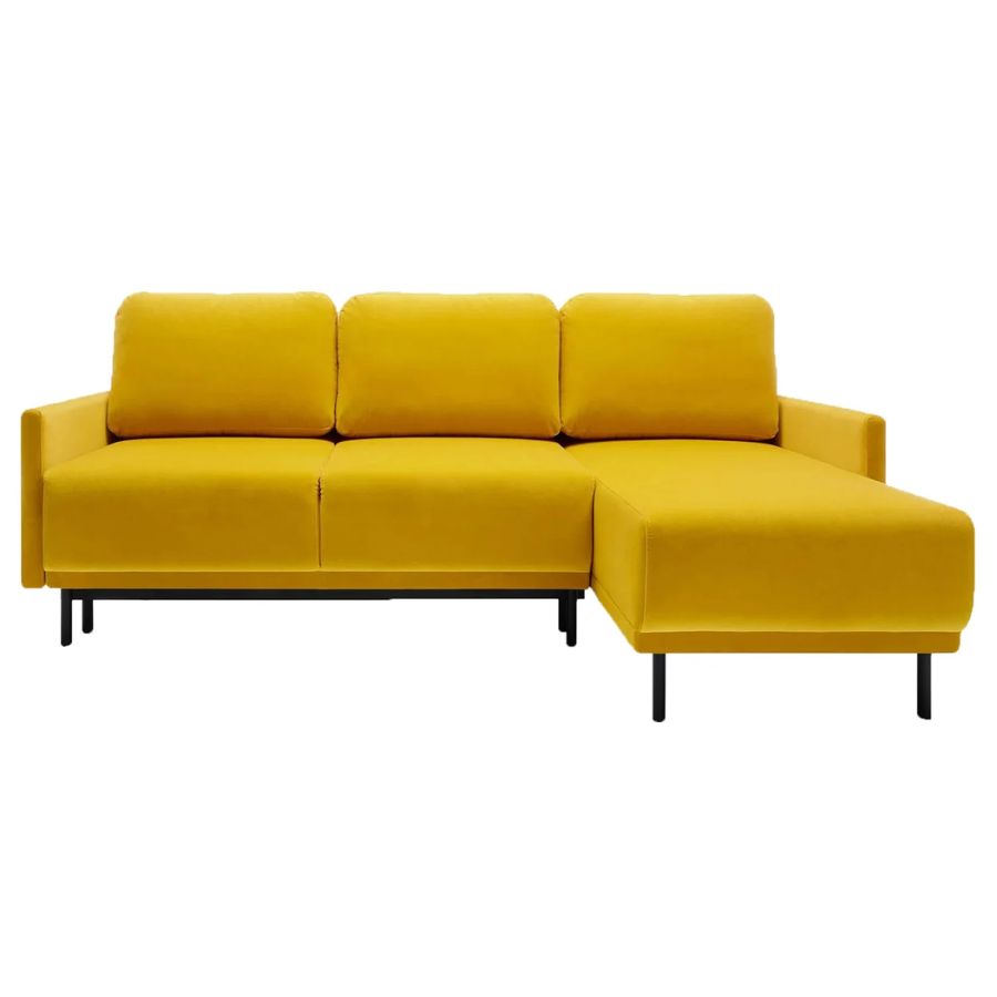 L-förmiges Sofa mit Bettkasten in Honigfarbe - Hydrophober