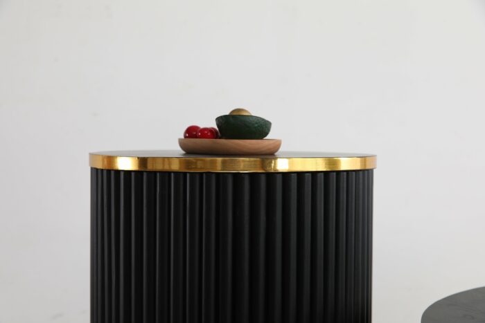 Runder Couchtisch mit Flossen 40x60 cm Eiche schwarz/gold
