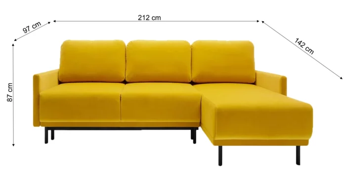 L-förmiges Sofa mit Bettkasten in Honigfarbe - Hydrophober
