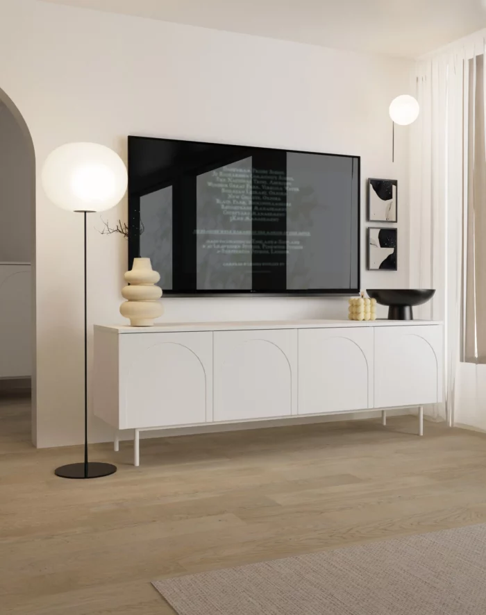 TV Schrank, 4-türig, weiß,161 cm Frische