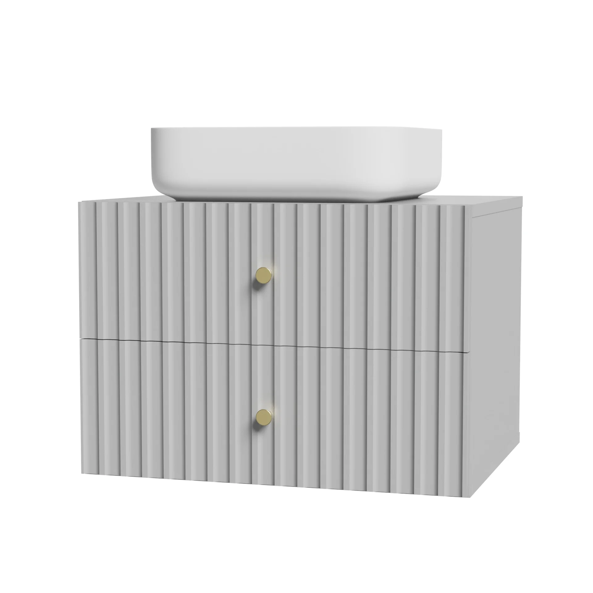 Waschtischunterschrank 60 cm in Grau, gerillte Front, Lorret