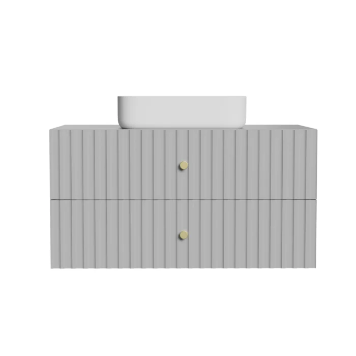 Waschtischunterschrank 80cm in Grau, gerillte Front, Lorret