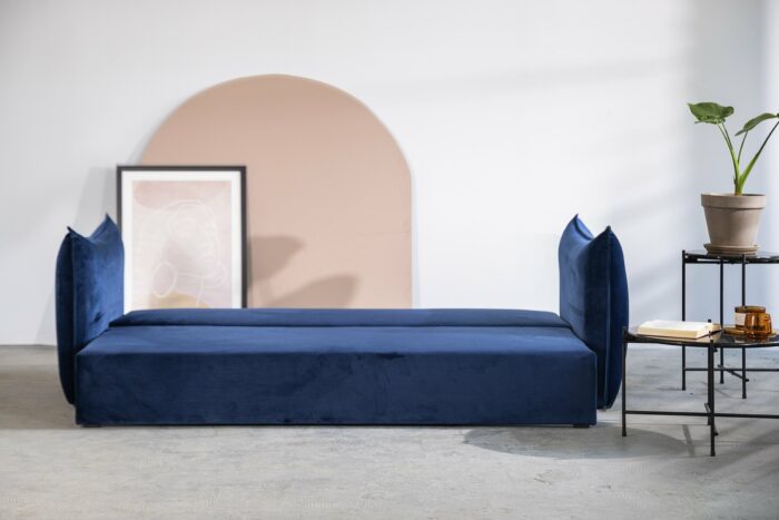 Sofa mit Schlaffunktion, Marineblau, velours Mike