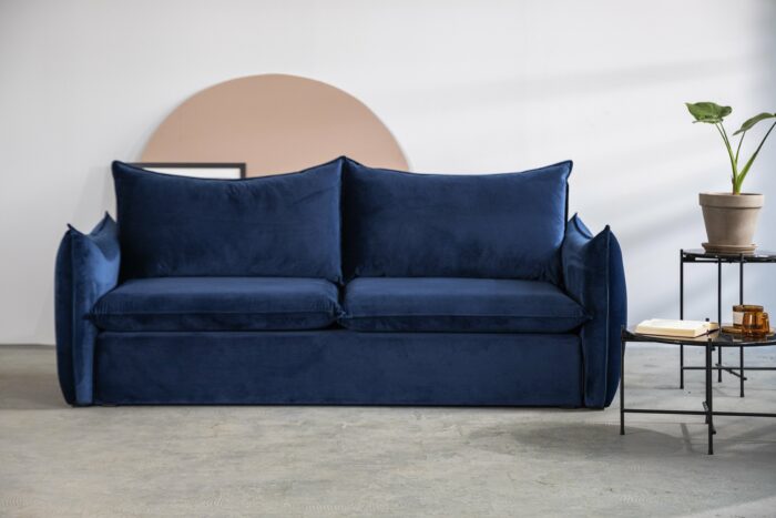 Sofa mit Schlaffunktion, Marineblau, velours Mike 10