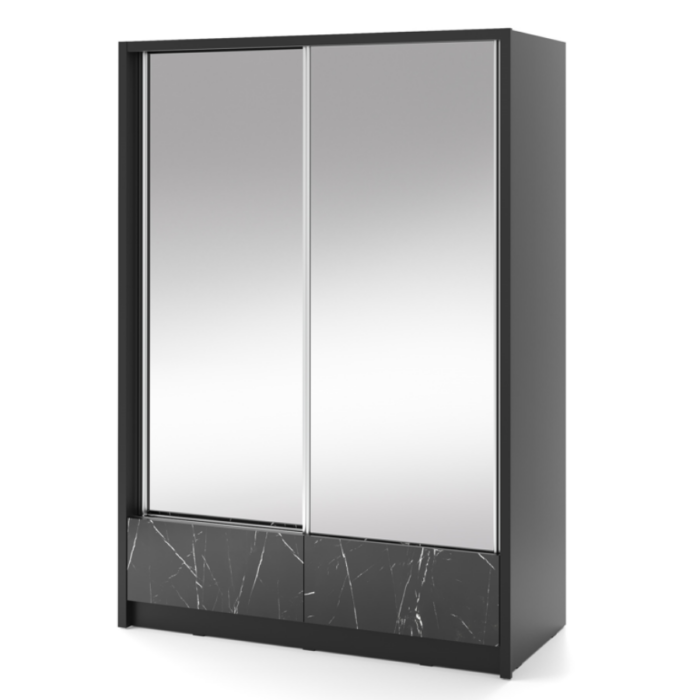 Kleiderschrank 150 cm Aria marmor zwei Spiegel