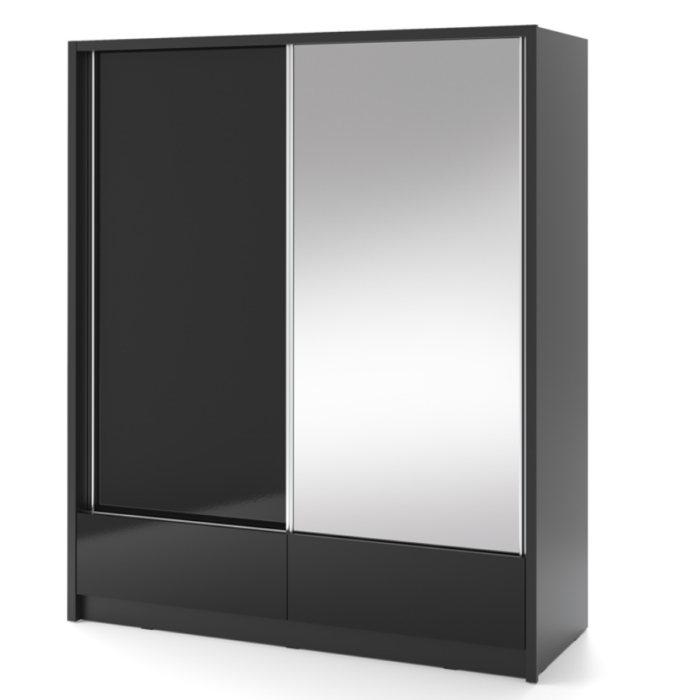 Kleiderschrank 180 cm Aria schwarz ein Spiegel