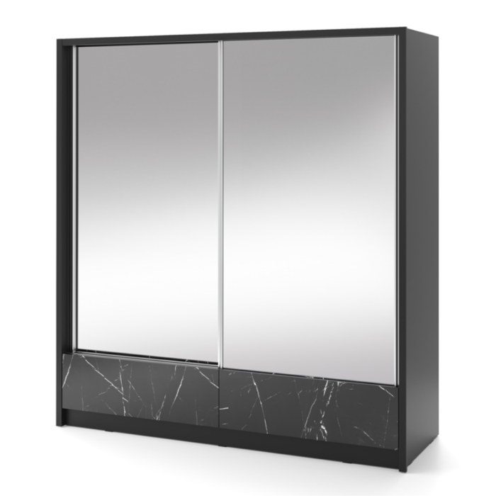 Kleiderschrank 200 cm Aria marmor zwei Spiegel