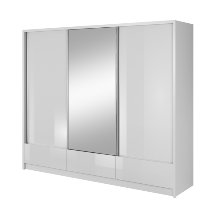 Kleiderschrank 250 cm Aria weiß ein Spiegel