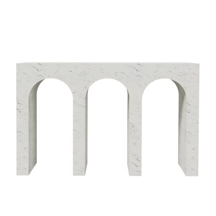 Konsole mit drei Bögen, weiß, Dekor aus Carrara-Marmor