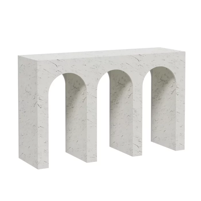 Konsole mit drei Bögen, weiß, Dekor aus Carrara-Marmor
