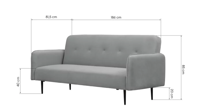 Sofa mit Schlaffunktion, grau, velours, Cori II