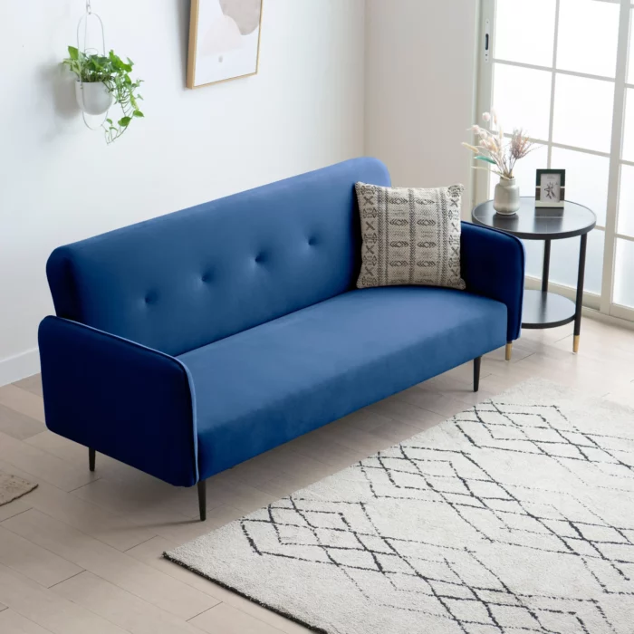 Sofa mit Schlaffunktion, marineblau, velours, Cori II