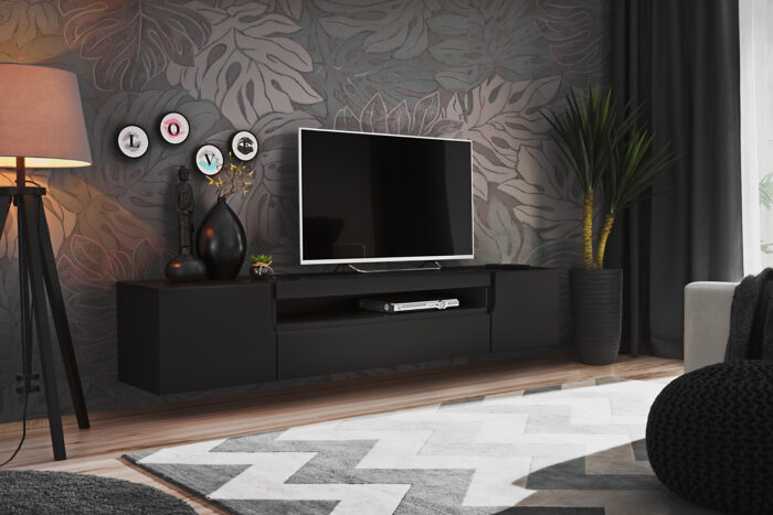 TV Schrank 200 cm, schwarz matt Besto