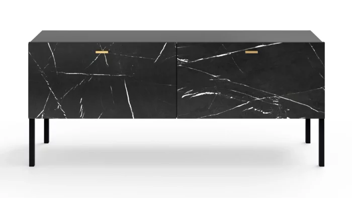 TV Schrank, moderne, 120 cm, schwarz, marmordekor, Mice