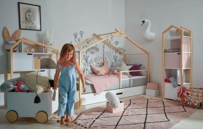 Kinderzimmer Kommode Rosa in Hausform 46 cm Tatam