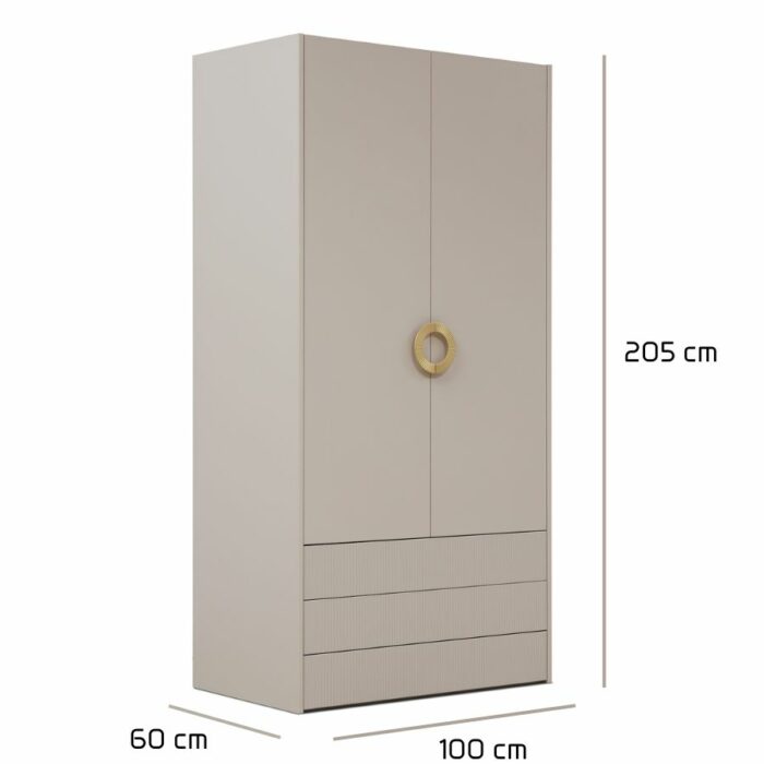 Kleiderschrank zweitüren mit schubladen Caschmere 100 cm Nubo